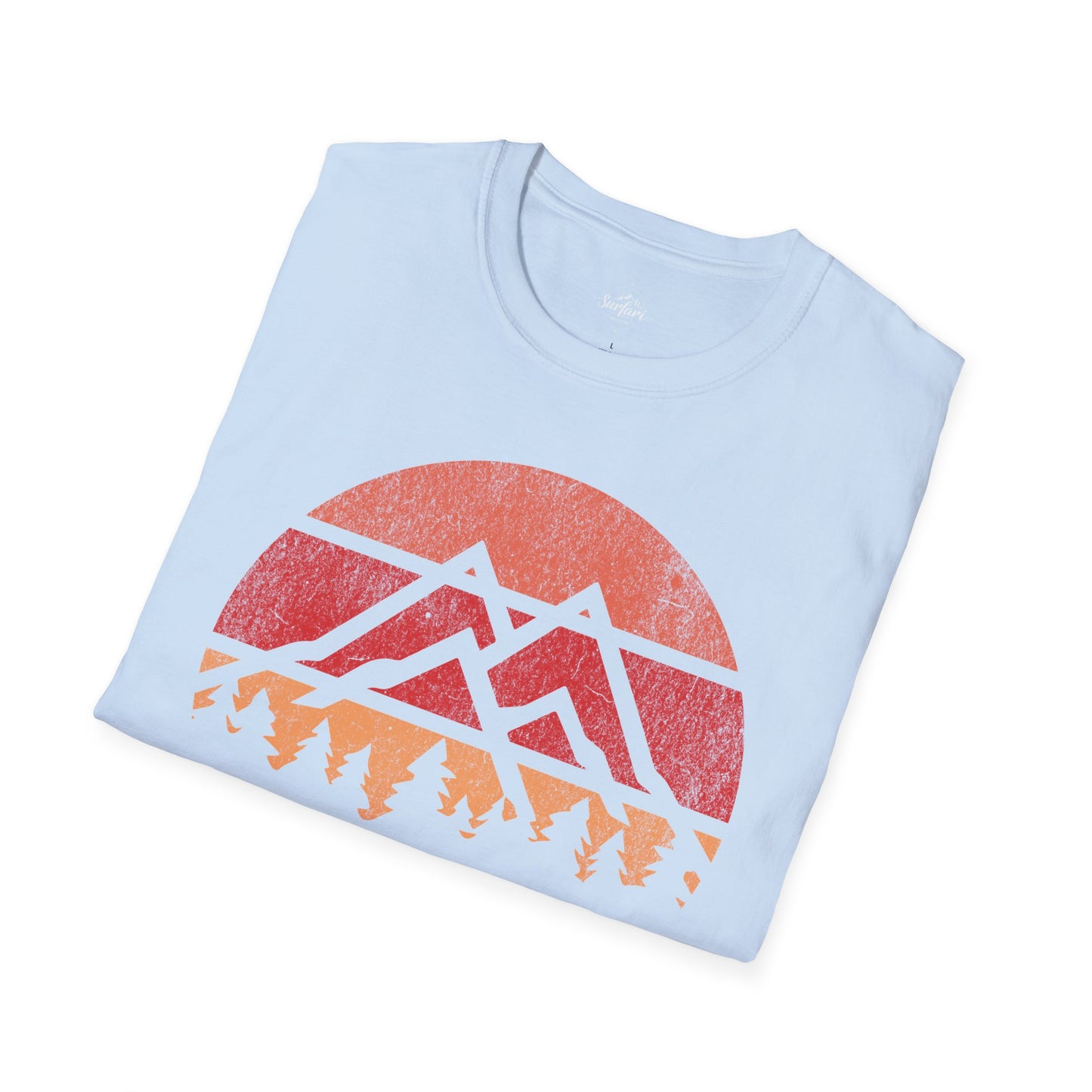 Retro Sunset Mountains and Trees