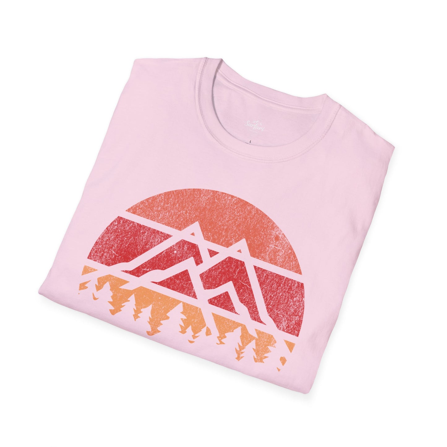 Retro Sunset Mountains and Trees