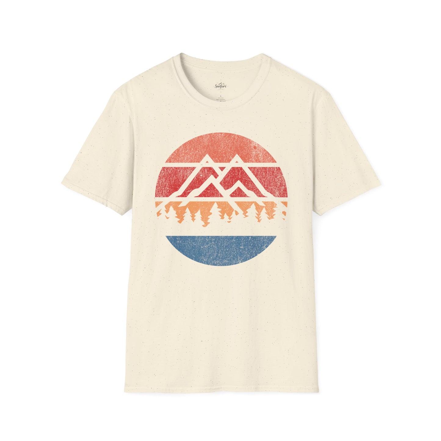 Retro Sunset Mountains and Trees