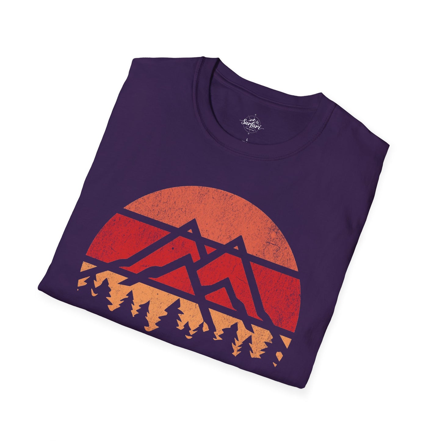 Retro Sunset Mountains and Trees