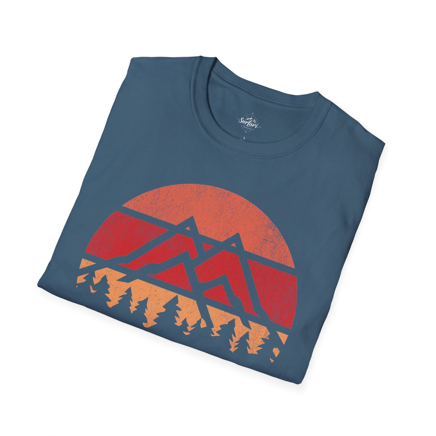 Retro Sunset Mountains and Trees