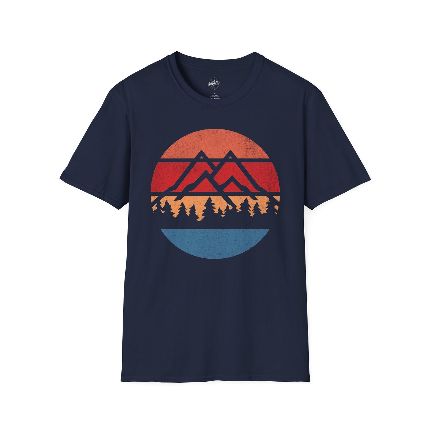 Retro Sunset Mountains and Trees