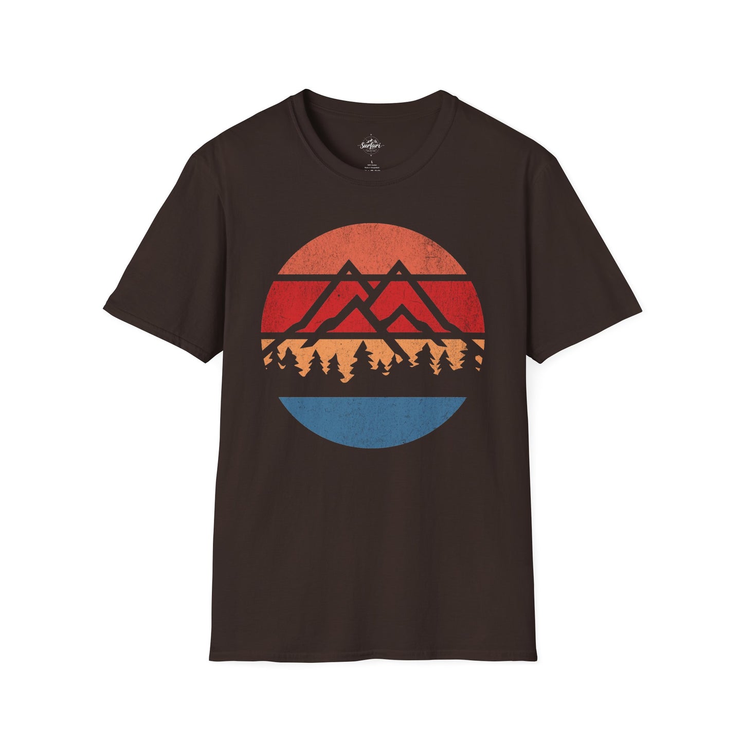 Retro Sunset Mountains and Trees