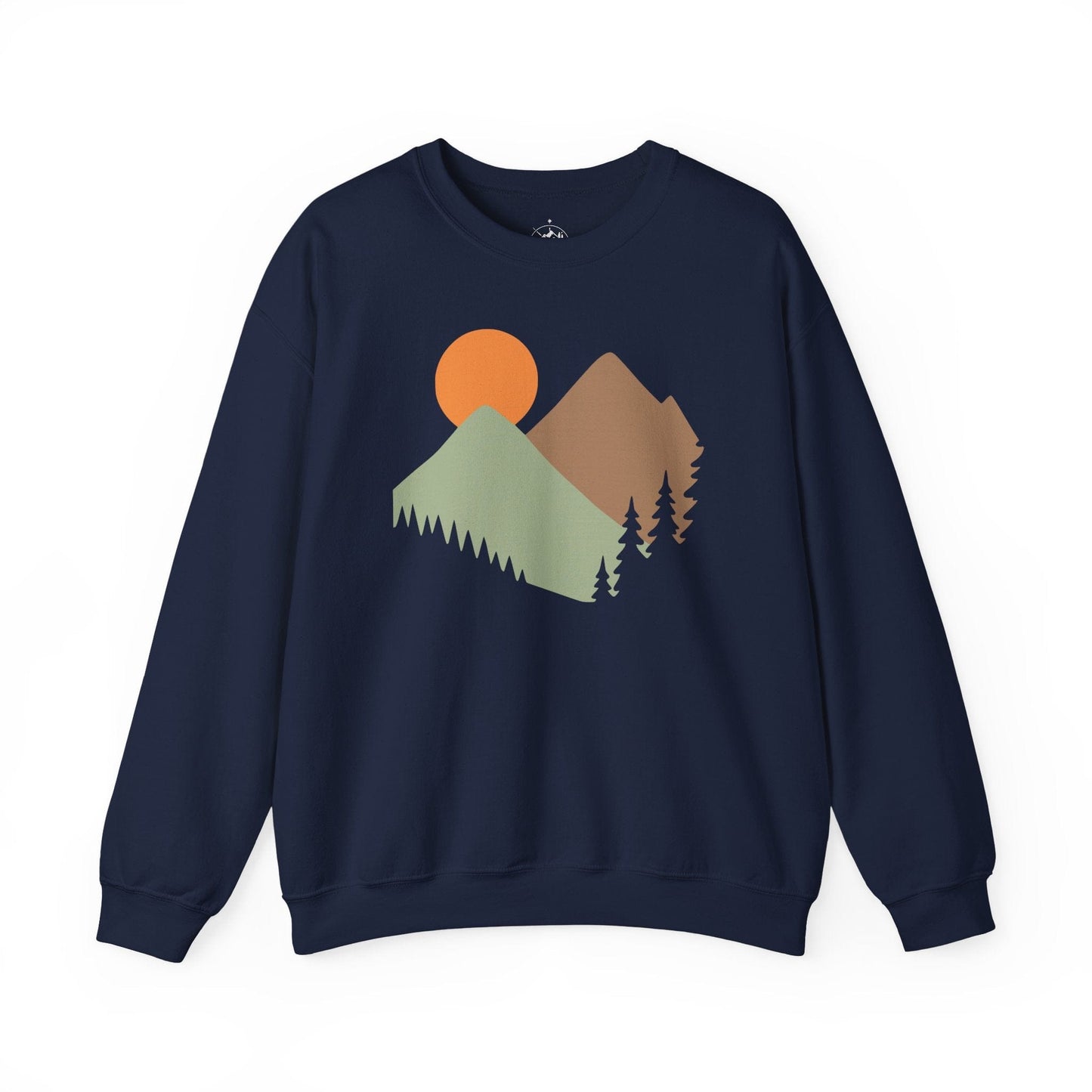 Printify Sweatshirt Navy / S Mountain Scene