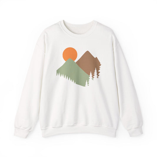 Printify Sweatshirt White / S Mountain Scene