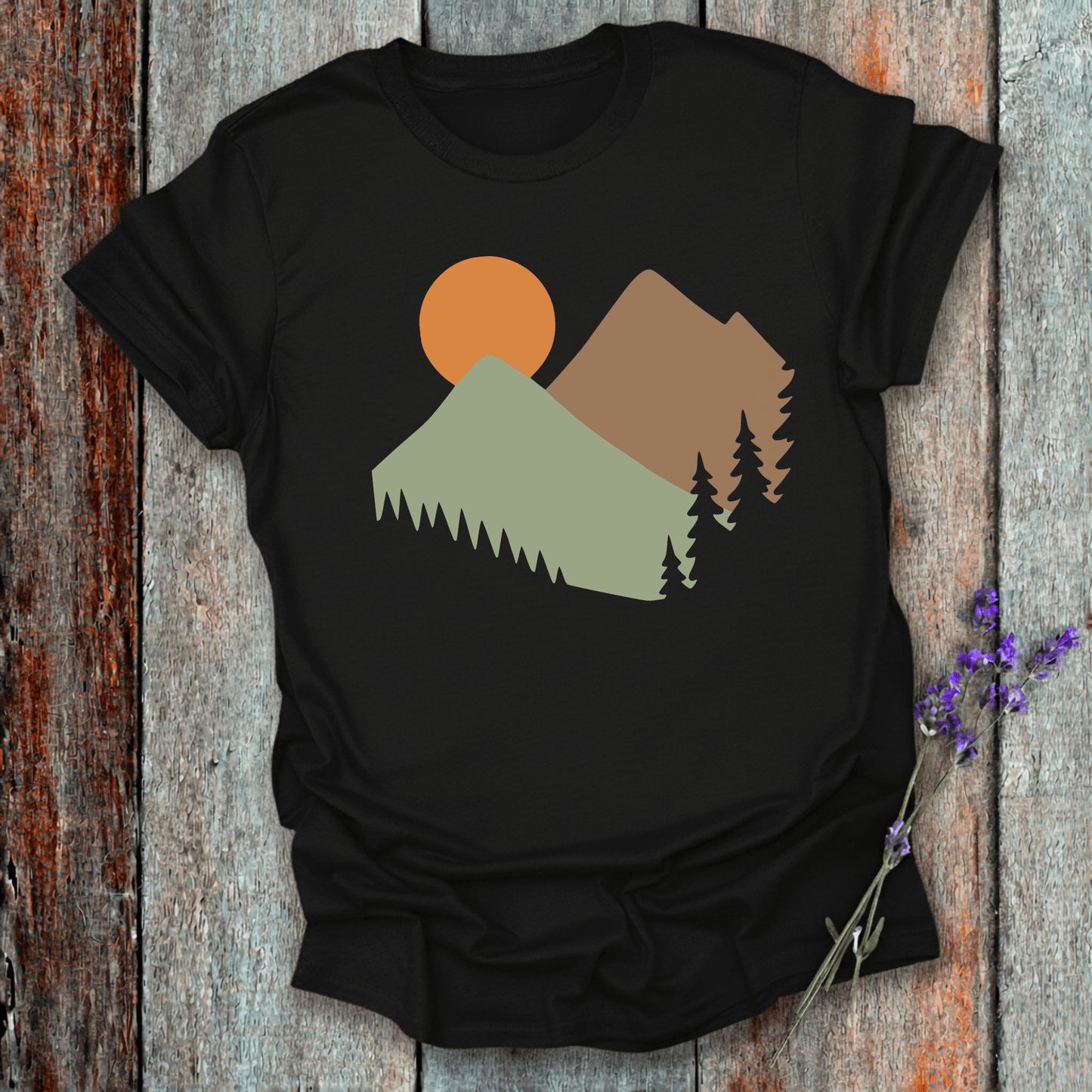 Printify T-Shirt Black / S Mountain sunrise