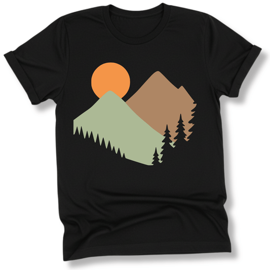 Printify T-Shirt Black / S Mountain sunrise