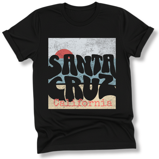 Printify T-Shirt Black / S Santa Cruz Sunset