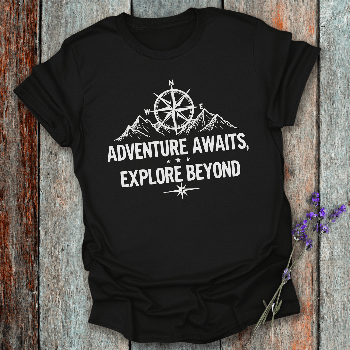 Printify T-Shirt Black / XS Adventure Awaits Explore Beyond