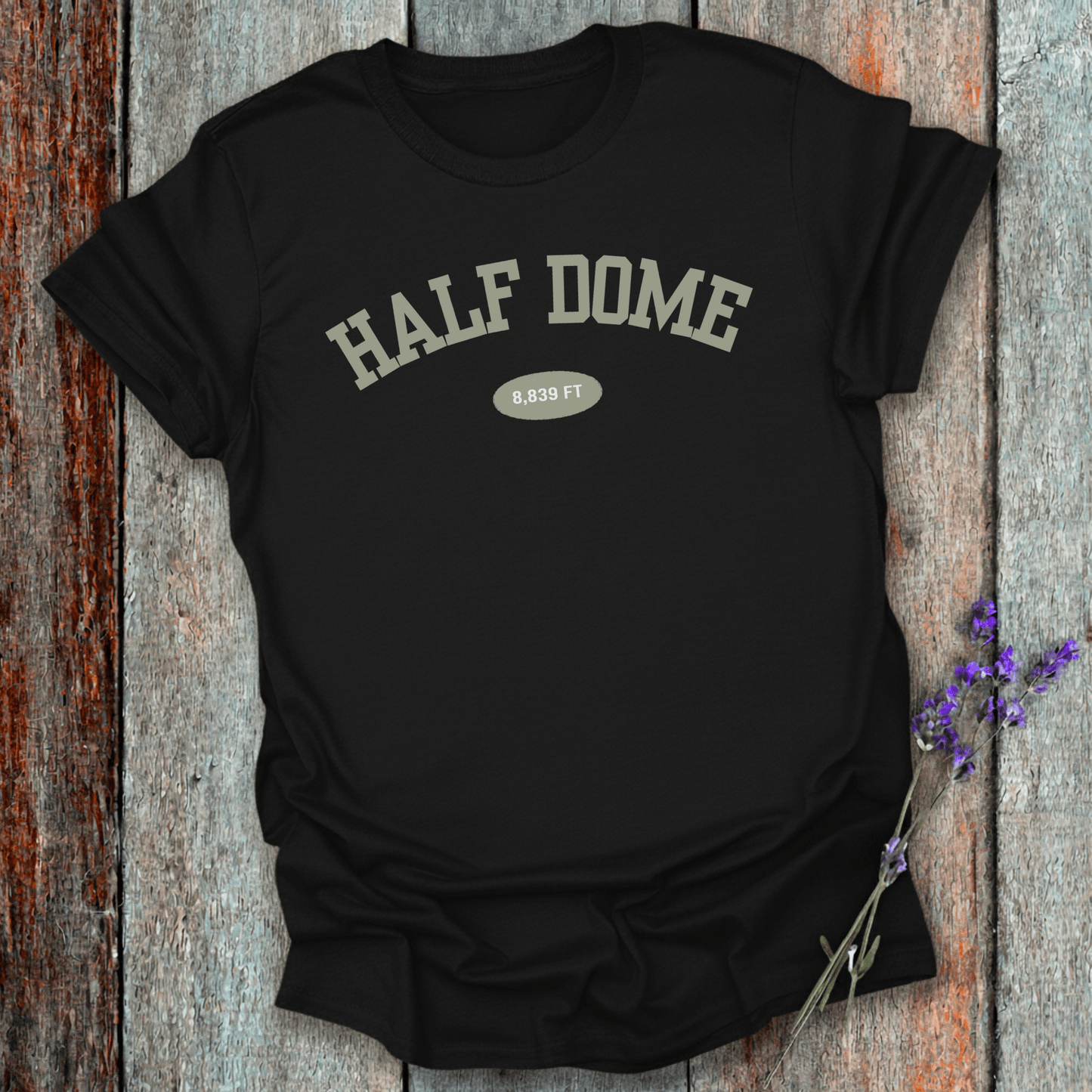 Printify T-Shirt Black / XS Half Dome 8,839 FT Varsity