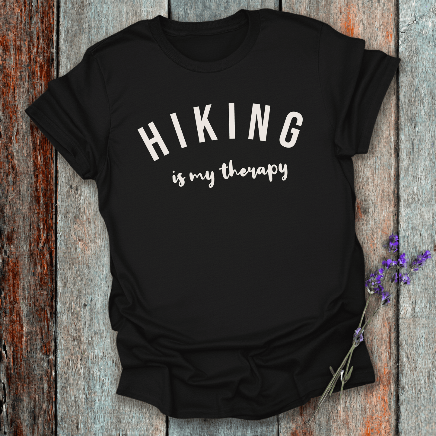 Printify T-Shirt Black / XS Hiking is my therapy