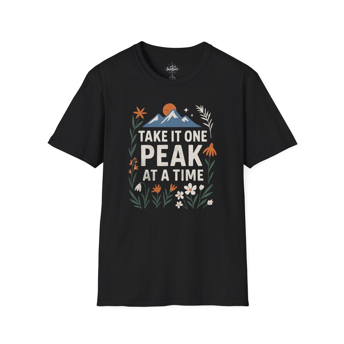 Printify T-Shirt Black / XS One peak at a time