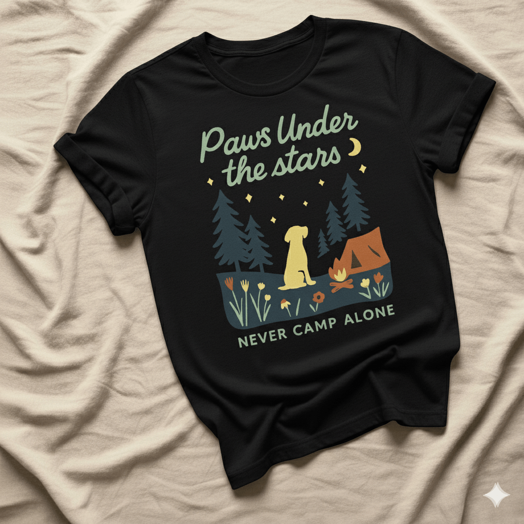 Printify T-Shirt Black / XS Paws Under the Stars