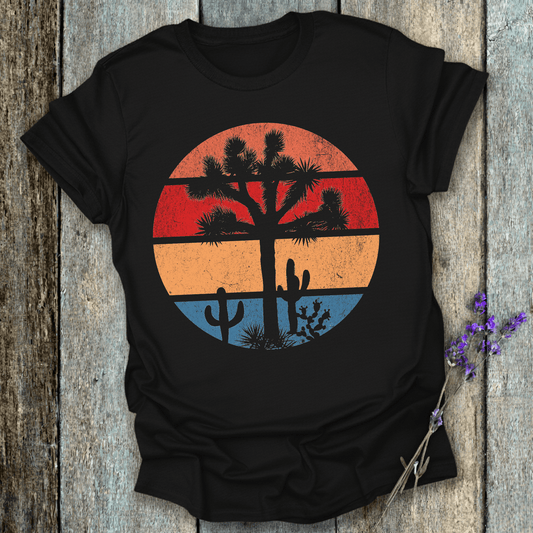 Printify T-Shirt Black / XS Retro Sunset Joshua Tree