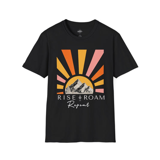 Printify T-Shirt Black / XS Rise, Roam, Repeat