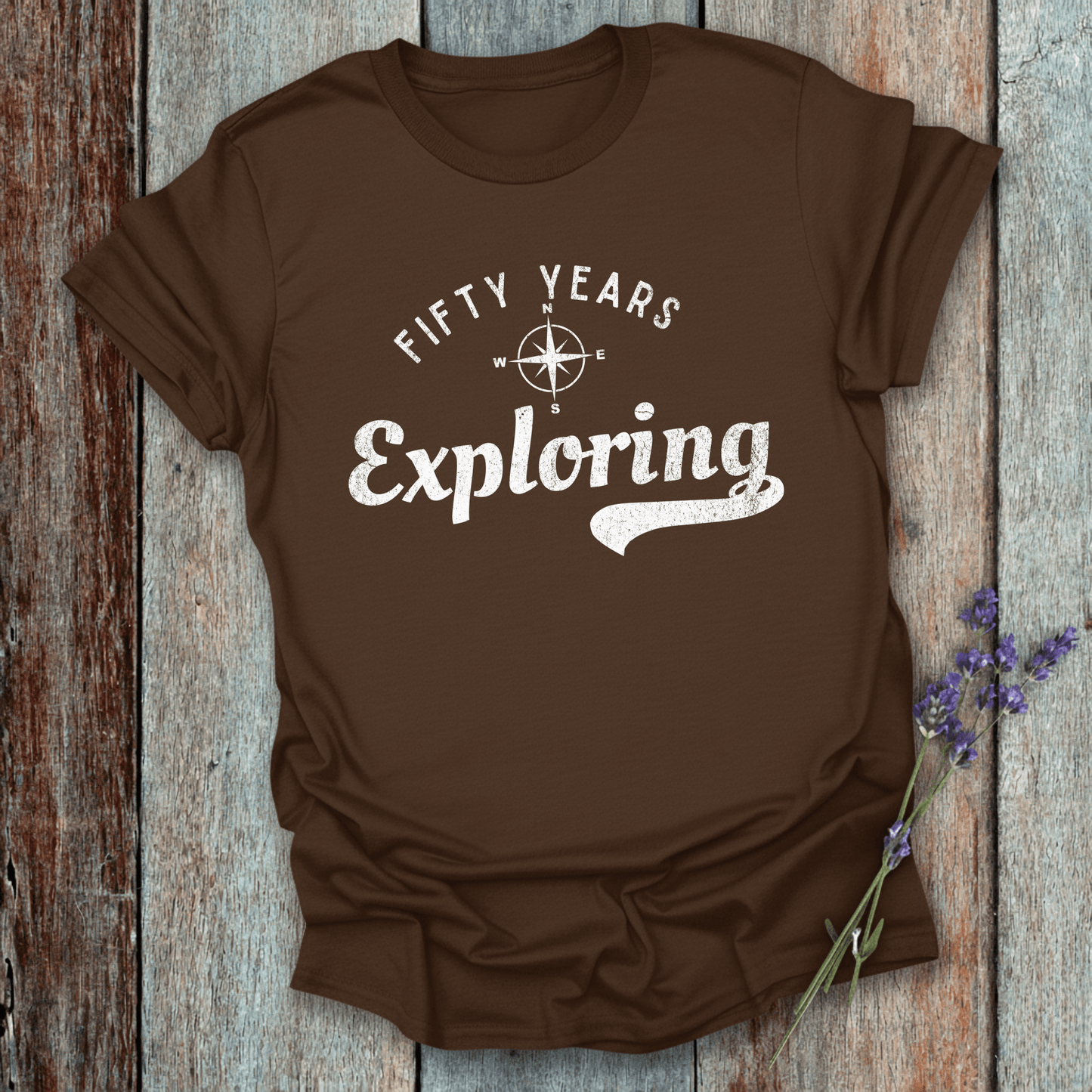 Printify T-Shirt Dark Chocolate / S 50 Years Exploring