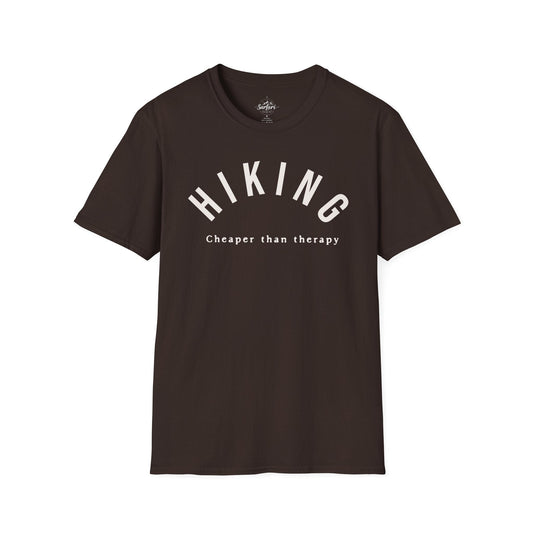 Printify T-Shirt Dark Chocolate / S Hiking Cheaper Than Therapy