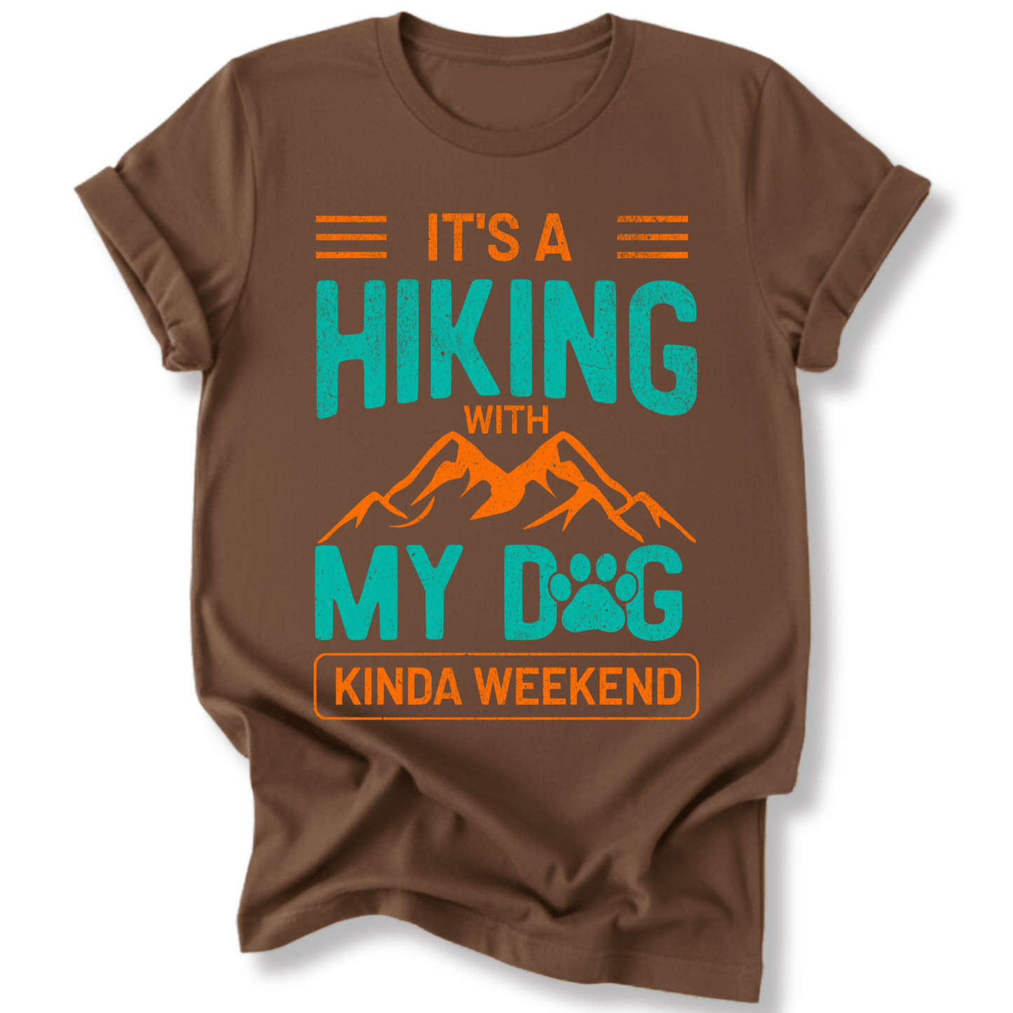 Printify T-Shirt Dark Chocolate / S Hiking with my dog