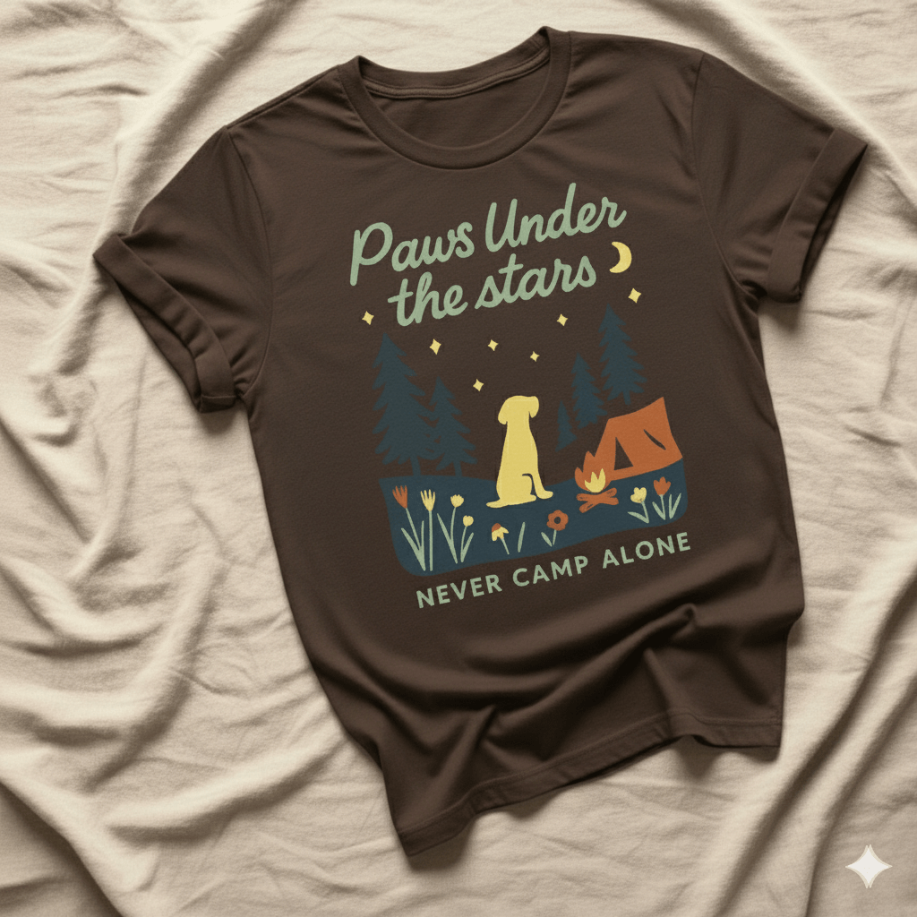 Printify T-Shirt Dark Chocolate / S Paws Under the Stars