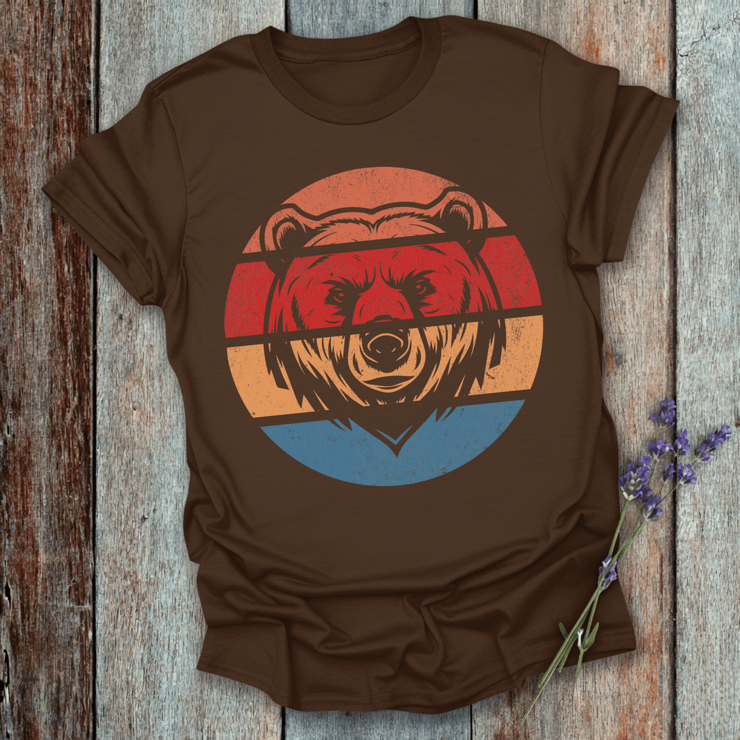 Printify T-Shirt Dark Chocolate / S Retro Sunset Bear