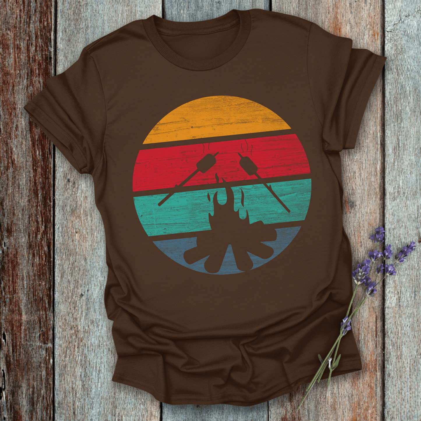 Printify T-Shirt Dark Chocolate / S Retro Sunset Roasted Marshmallows