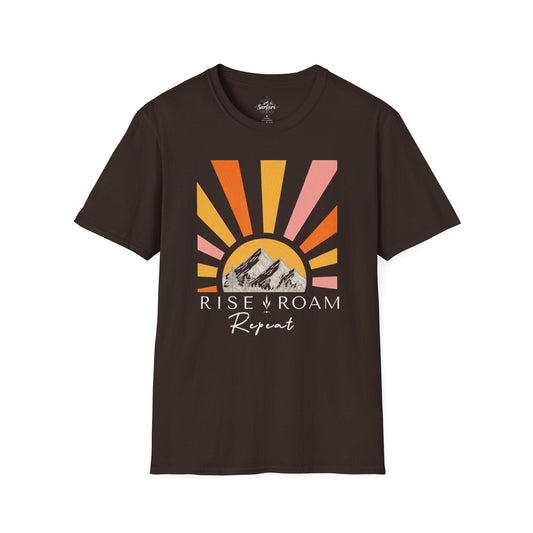 Printify T-Shirt Dark Chocolate / S Rise, Roam, Repeat