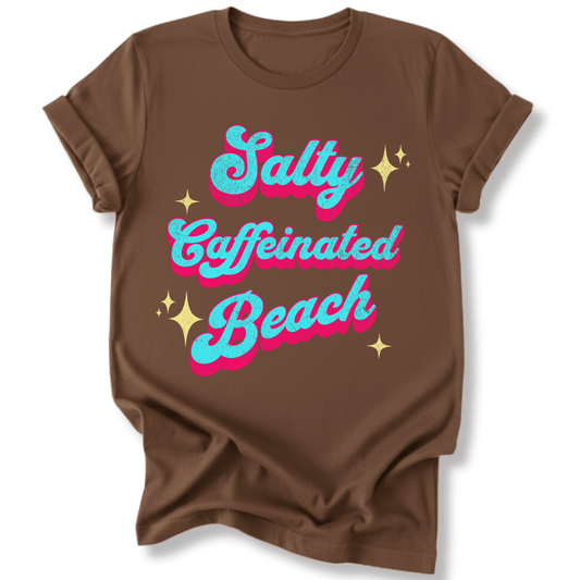 Printify T-Shirt Dark Chocolate / S Salty Caffeinated Beach