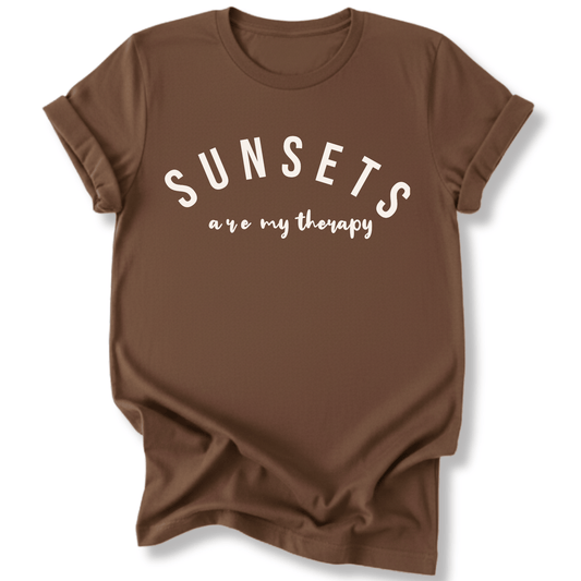 Printify T-Shirt Dark Chocolate / S Sunsets are my Therapy