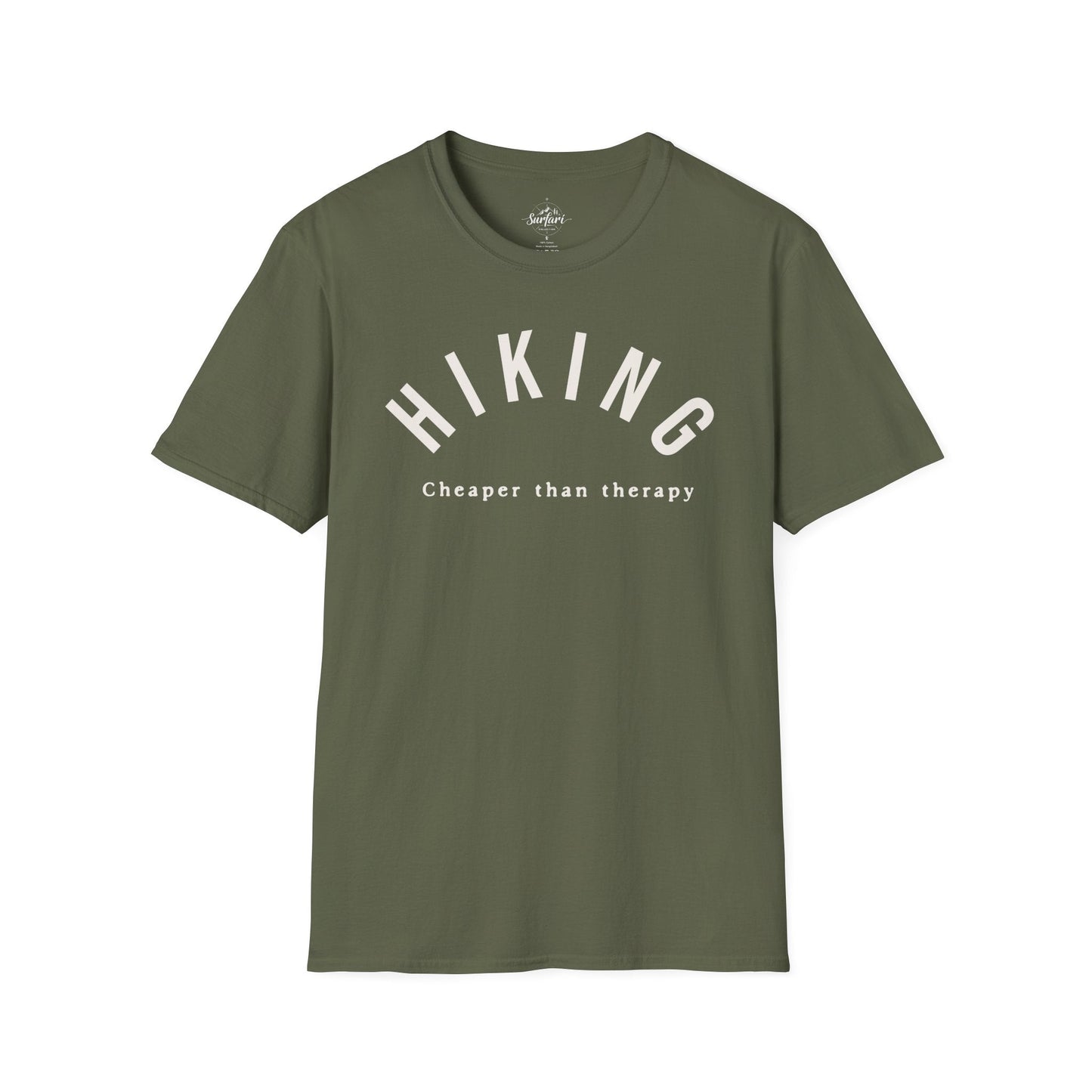 Printify T-Shirt Military Green / S Hiking Cheaper Than Therapy