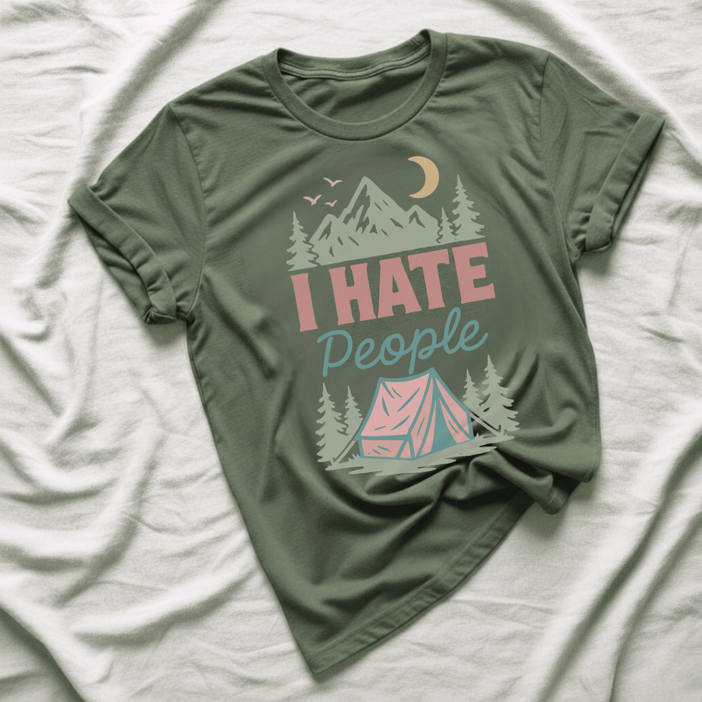 Printify T-Shirt Military Green / S I hate people