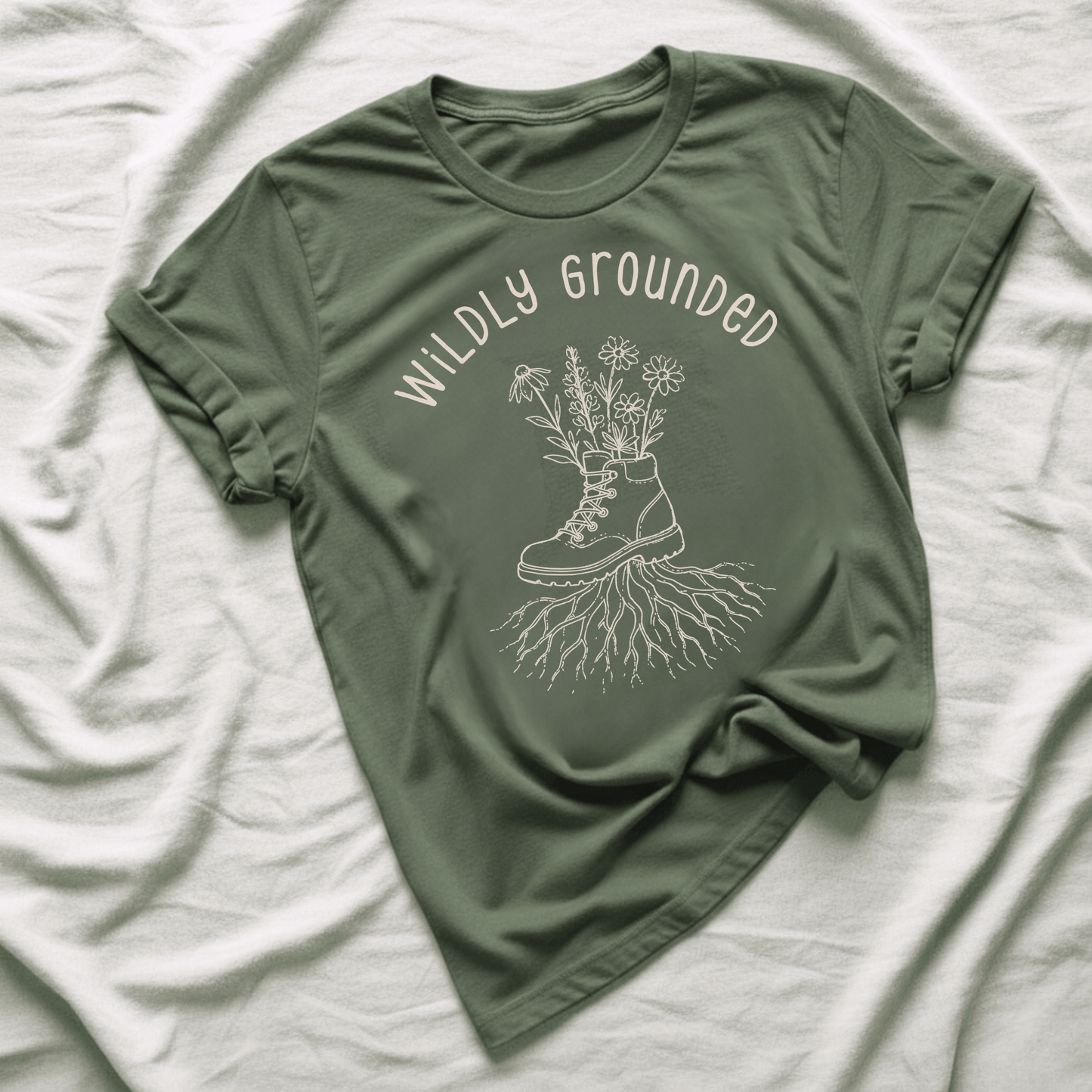 Printify T-Shirt Military Green / S Wildly Grounded