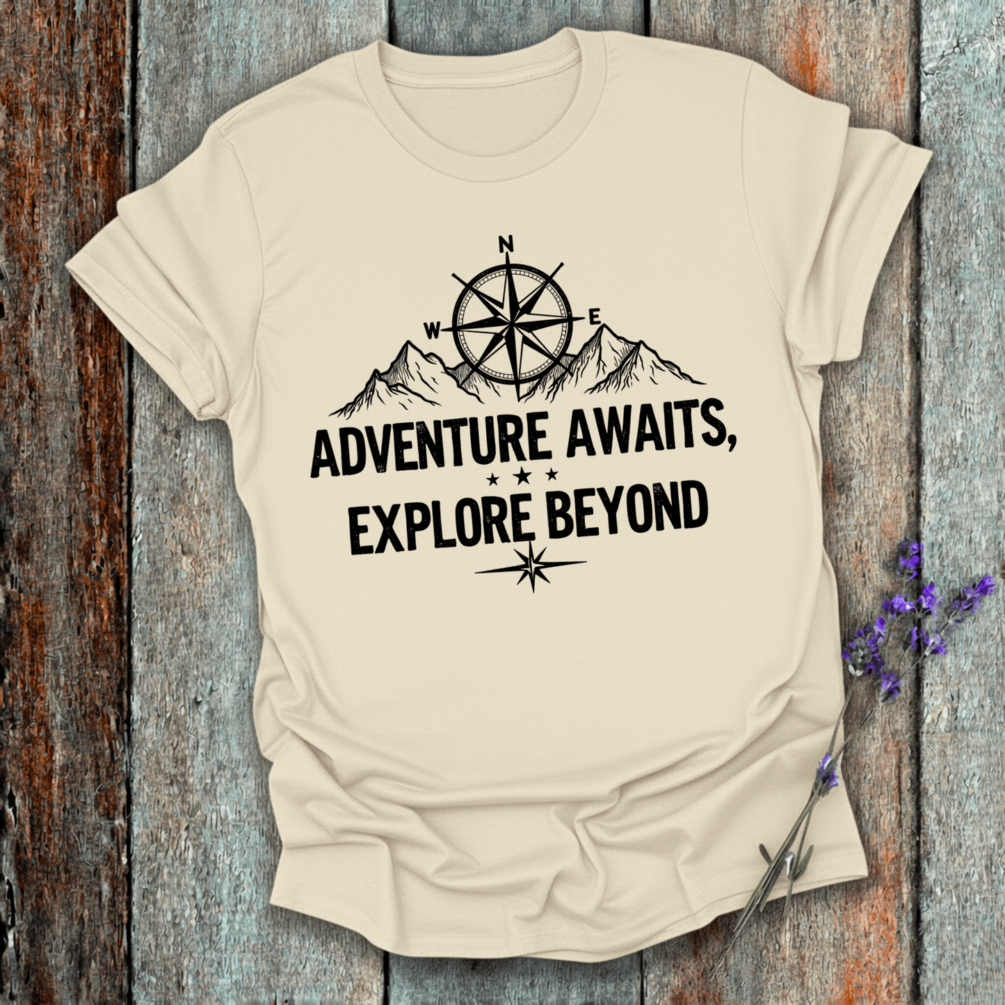 Printify T-Shirt Natural / S Adventure Awaits Explore Beyond