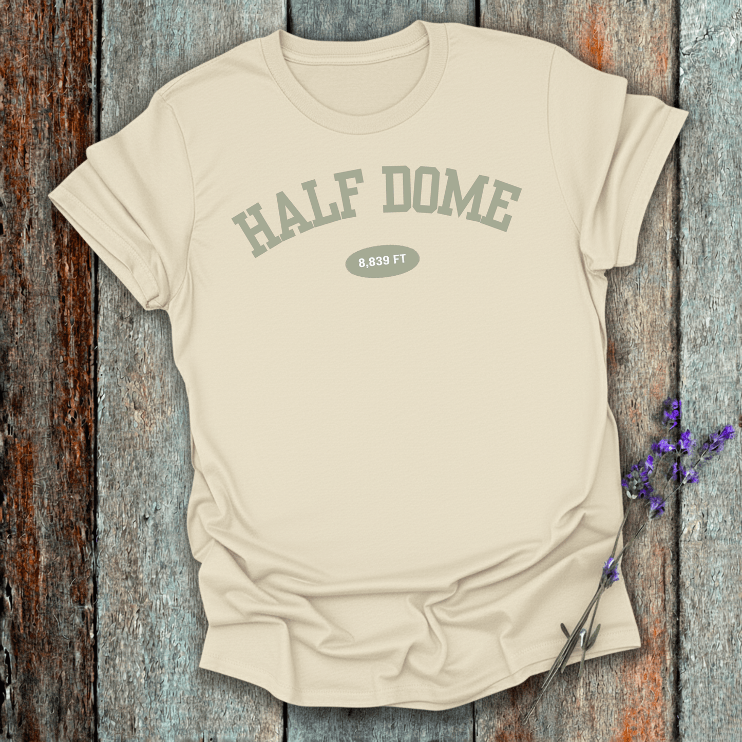 Printify T-Shirt Natural / S Half Dome 8,839 FT Varsity