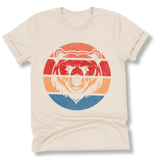 Printify T-Shirt Natural / S Retro Sunset Bear