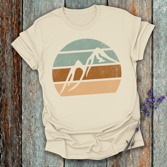 Printify T-Shirt Natural / S Retro Sunset Mountains