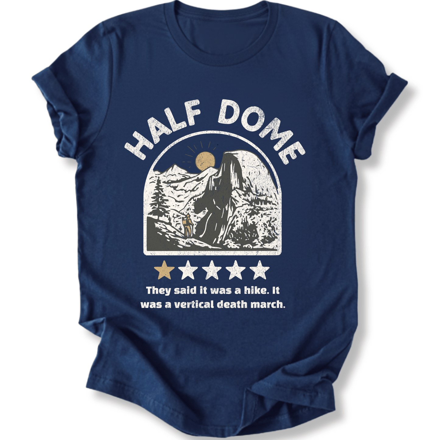 Printify T-Shirt Navy / S Half Dome One Star Review T-Shirt