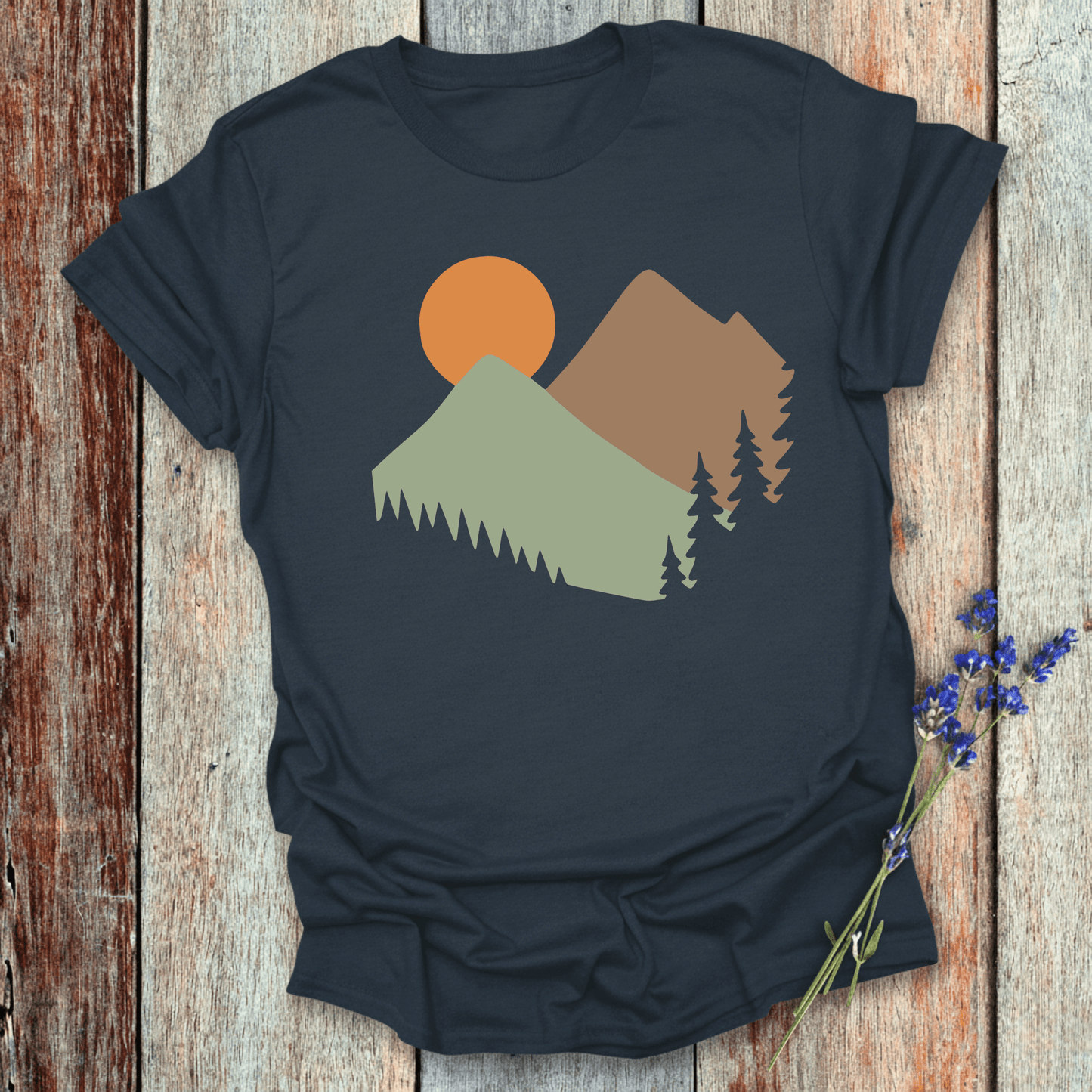 Printify T-Shirt Navy / S Mountain sunrise