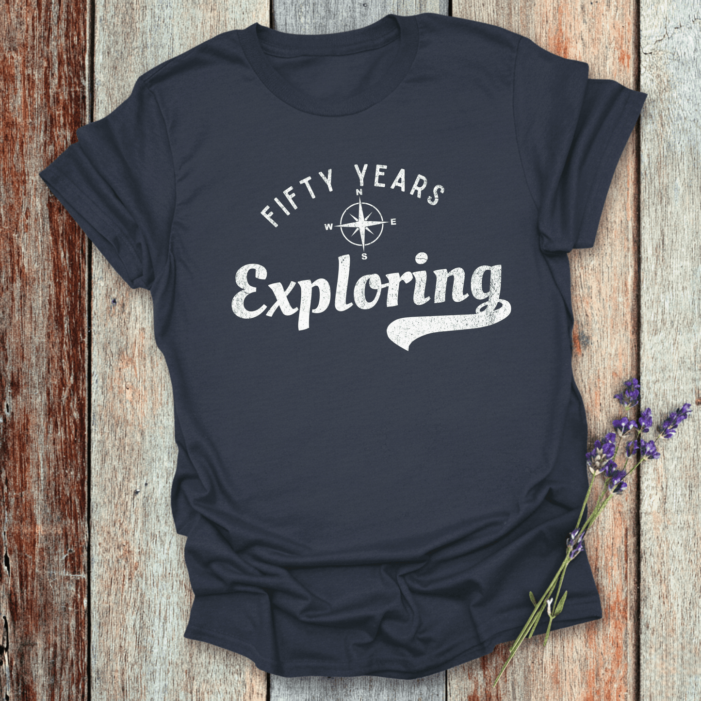 Printify T-Shirt Navy / XS 50 Years Exploring