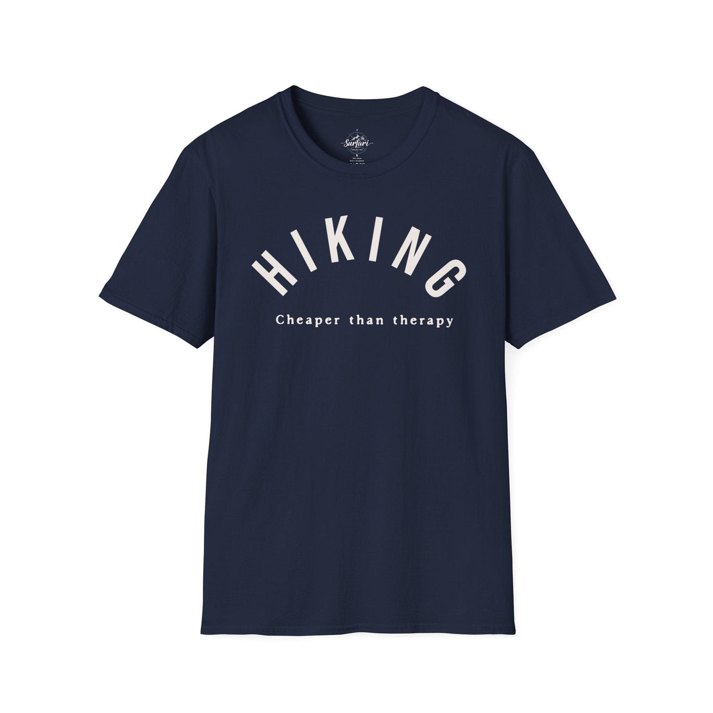 Printify T-Shirt Navy / XS Hiking Cheaper Than Therapy