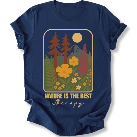 Printify T-Shirt Navy / XS Nature is my therapy