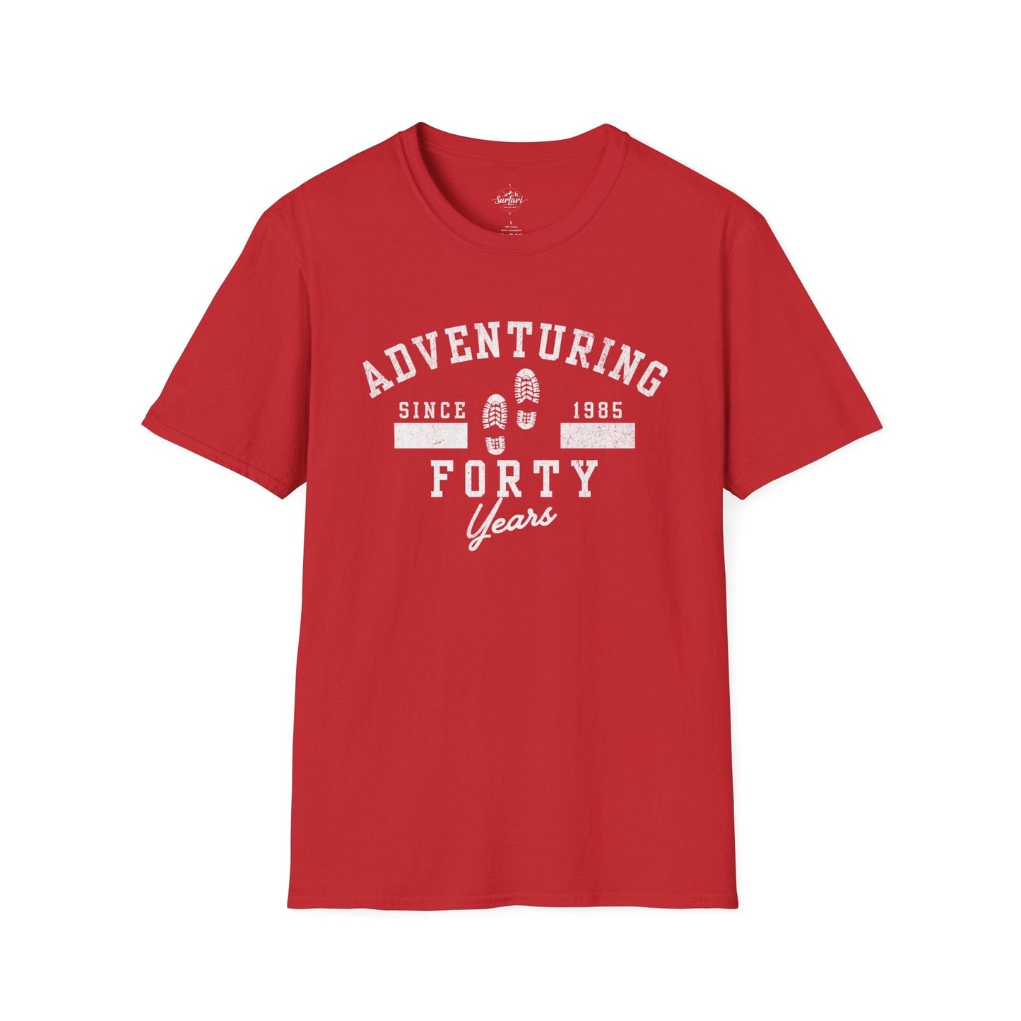 Printify T-Shirt Red / XS Adventuring Since 1985