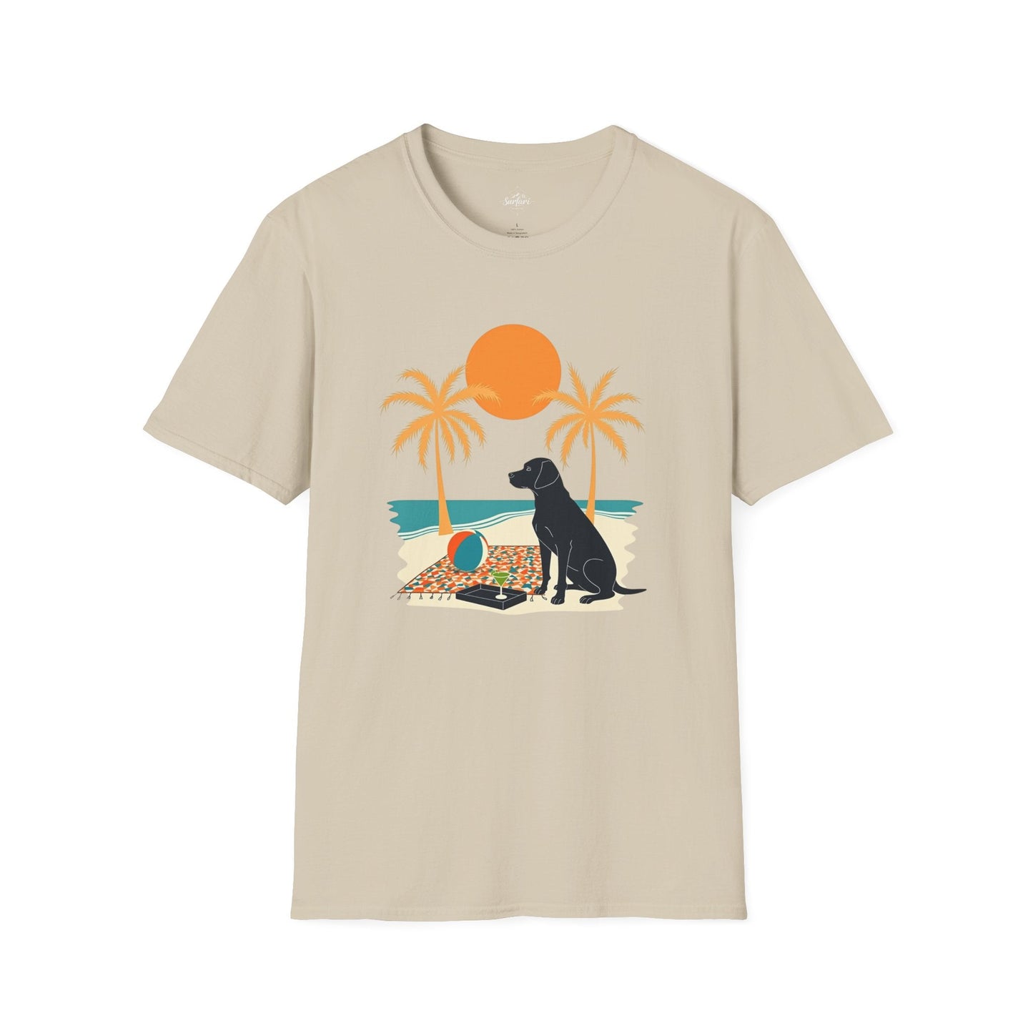 Printify T-Shirt Sand / S Dogs, Beach, Cocktails and Sunshine