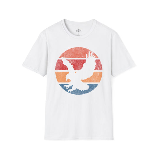 Printify T-Shirt White / XS Retro Sunset Bald Eagle