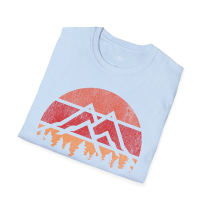 Retro Sunset Mountains and Trees