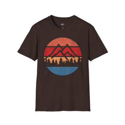 Retro Sunset Mountains and Trees
