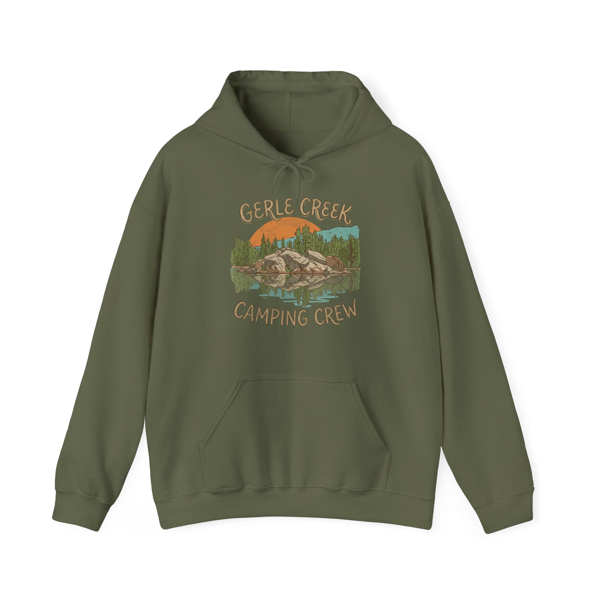 Printify Hoodie Military Green / S Gerle Creek Camping Crew Hoodie