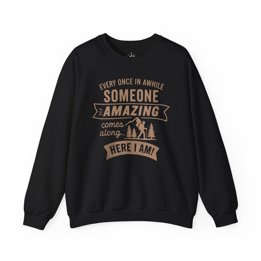Printify Sweatshirt Black / S Someone Amazing Crewneck Sweatshirt