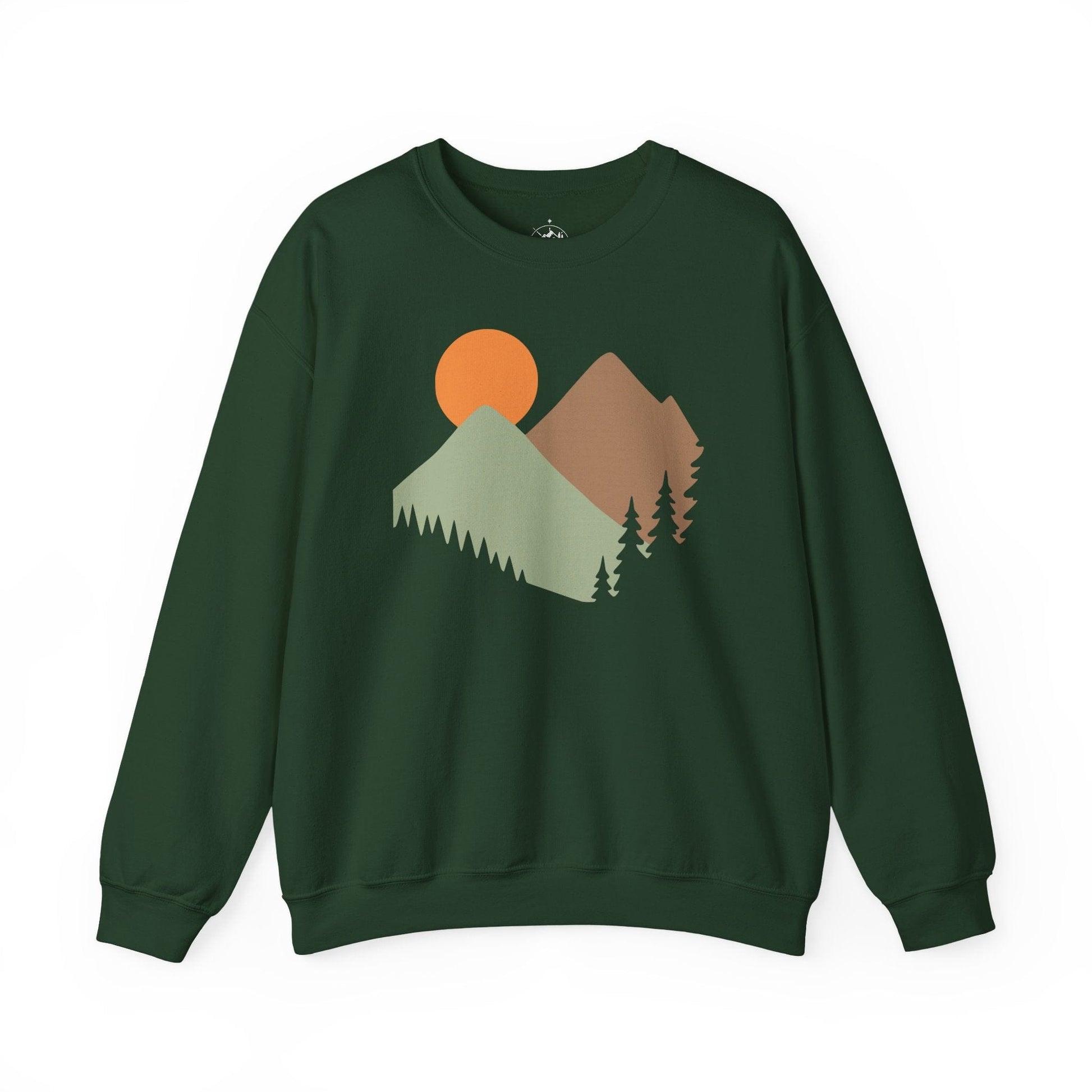 Printify Sweatshirt Forest Green / S Mountain Scene