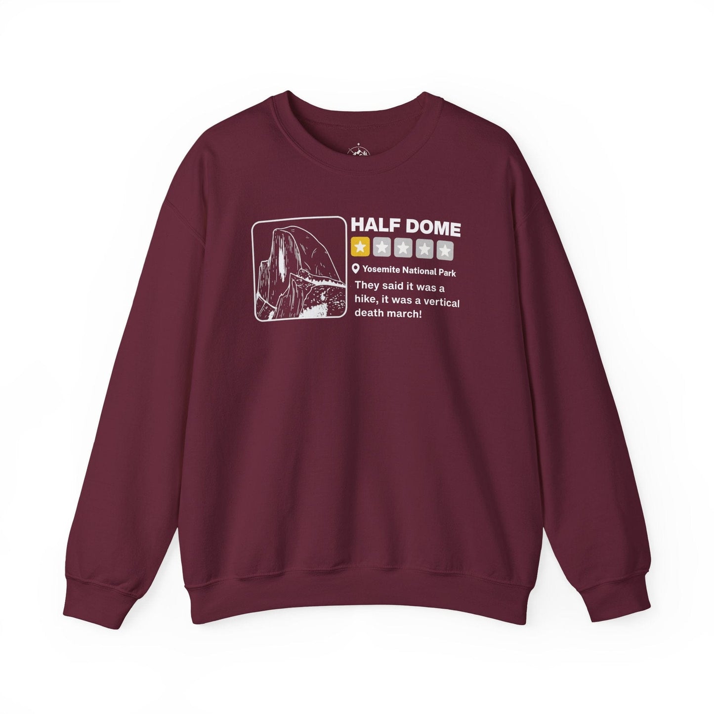 Printify Sweatshirt Maroon / S Half Dome Yelp Death March