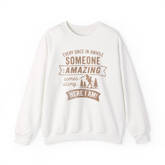 Printify Sweatshirt White / S Someone Amazing Crewneck Sweatshirt